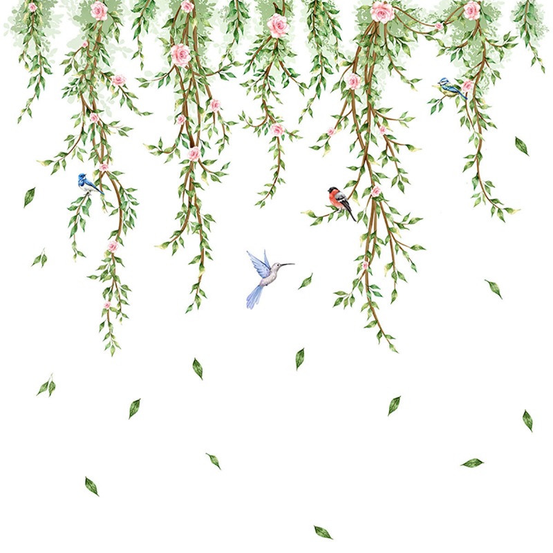 Home Decor Window Blinds - Rami Fiori Uccelli Adesivo in vetro