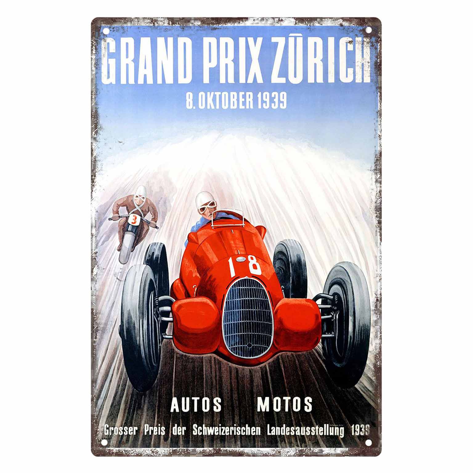Home Decor Zurich - Poster Vintage 2D in Metallo del