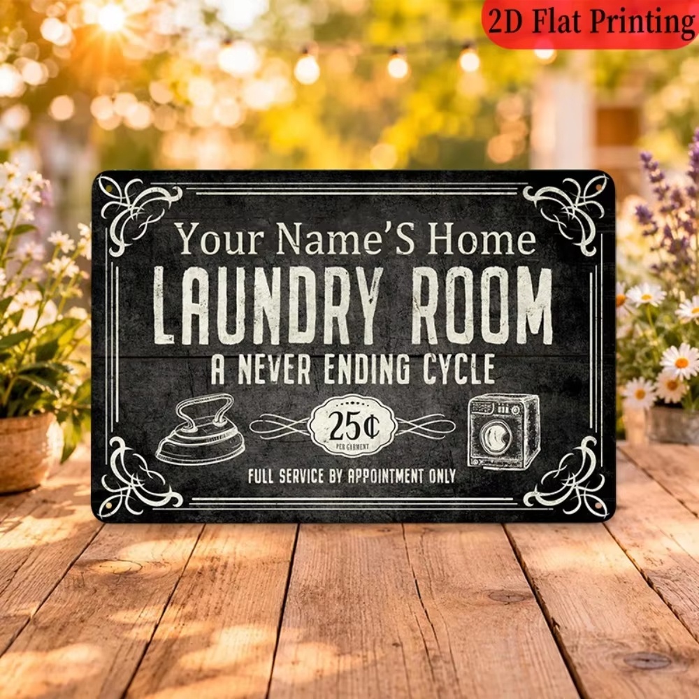Home Decor Kitchen - Insegna per lavanderia con nome personalizzato,