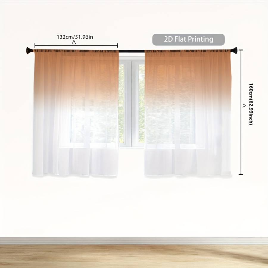 Home Decor Orange - 2 Pezzi Tende Trasparenti con Stampa