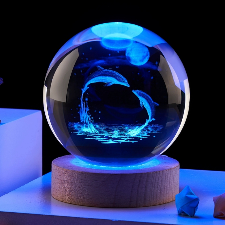 Home Decor Xmas Gifts - Pianeta di cristallo 3D inciso al