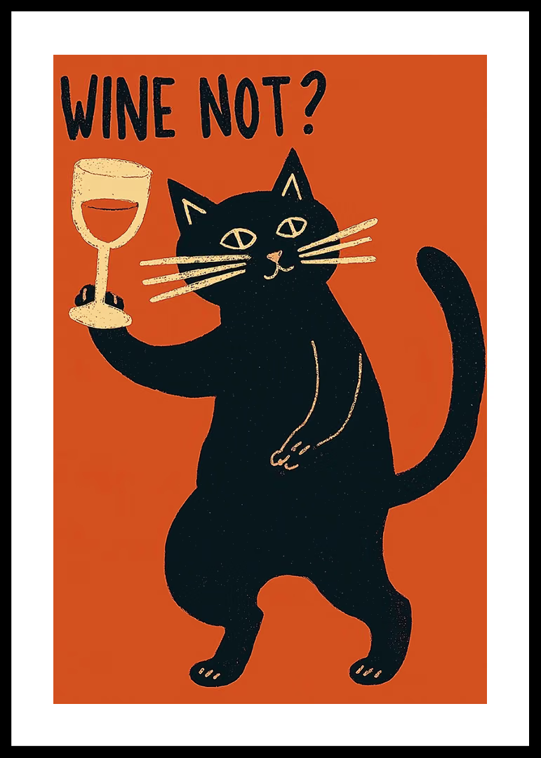 Home Decor Orange - Stampa su tela con gatto nero