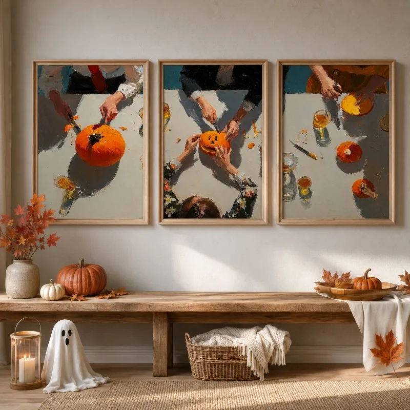 Home Decor Orange - (Senza cornice, 3 pezzi) - Decorazione