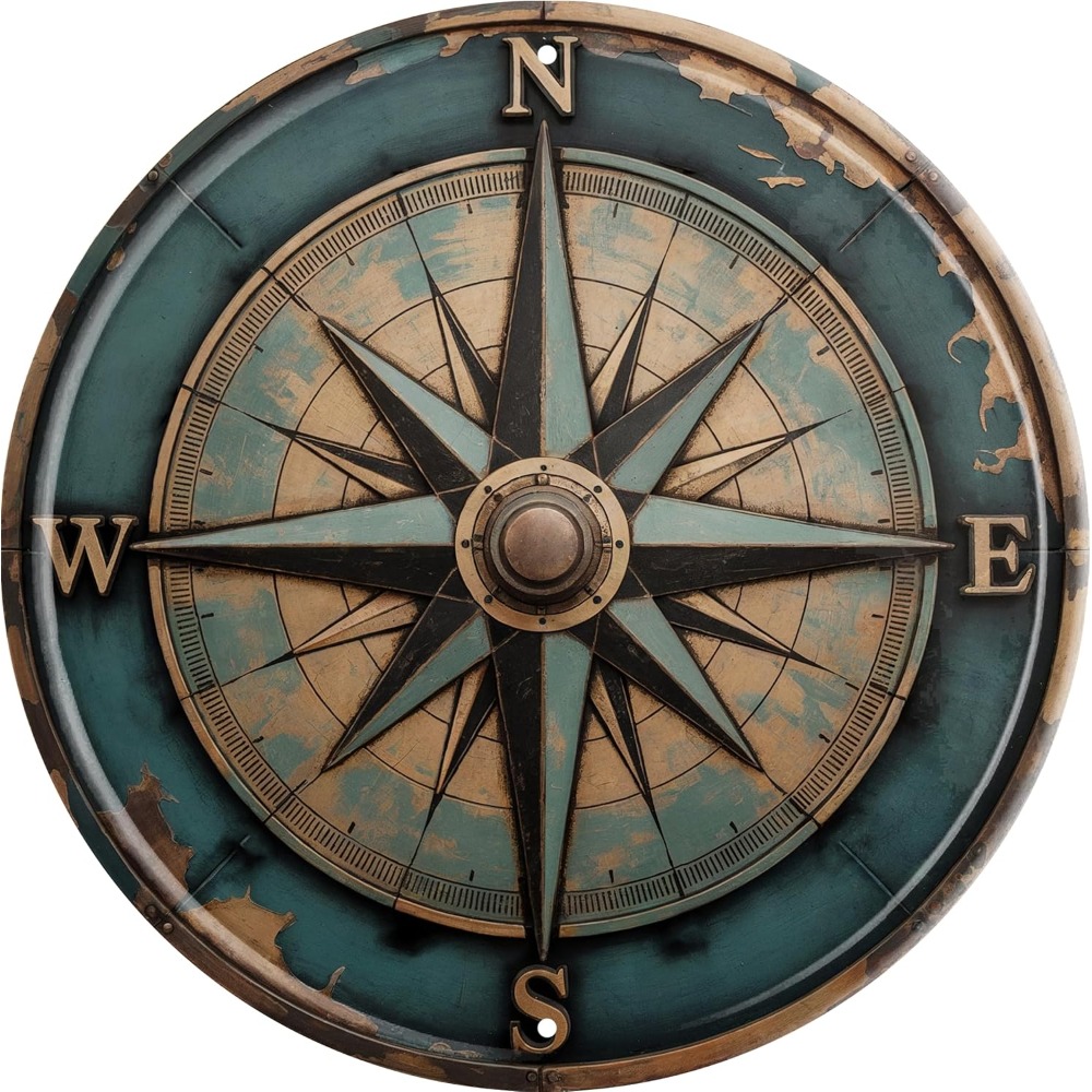 Home Decor Nautical - Boho Nautical Compass Divertente targa in