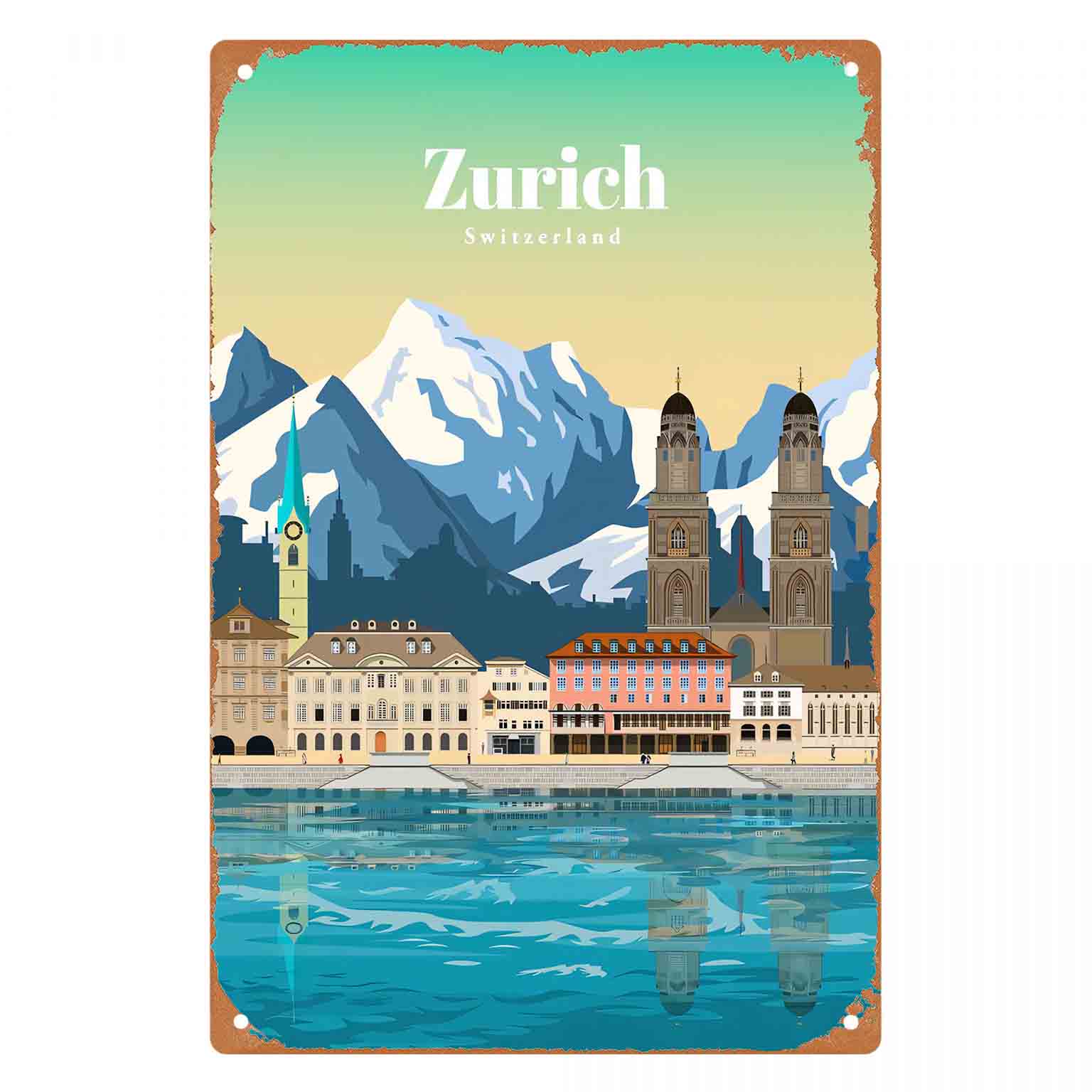 Home Decor Zurich - Decorazione da parete in metallo 2D