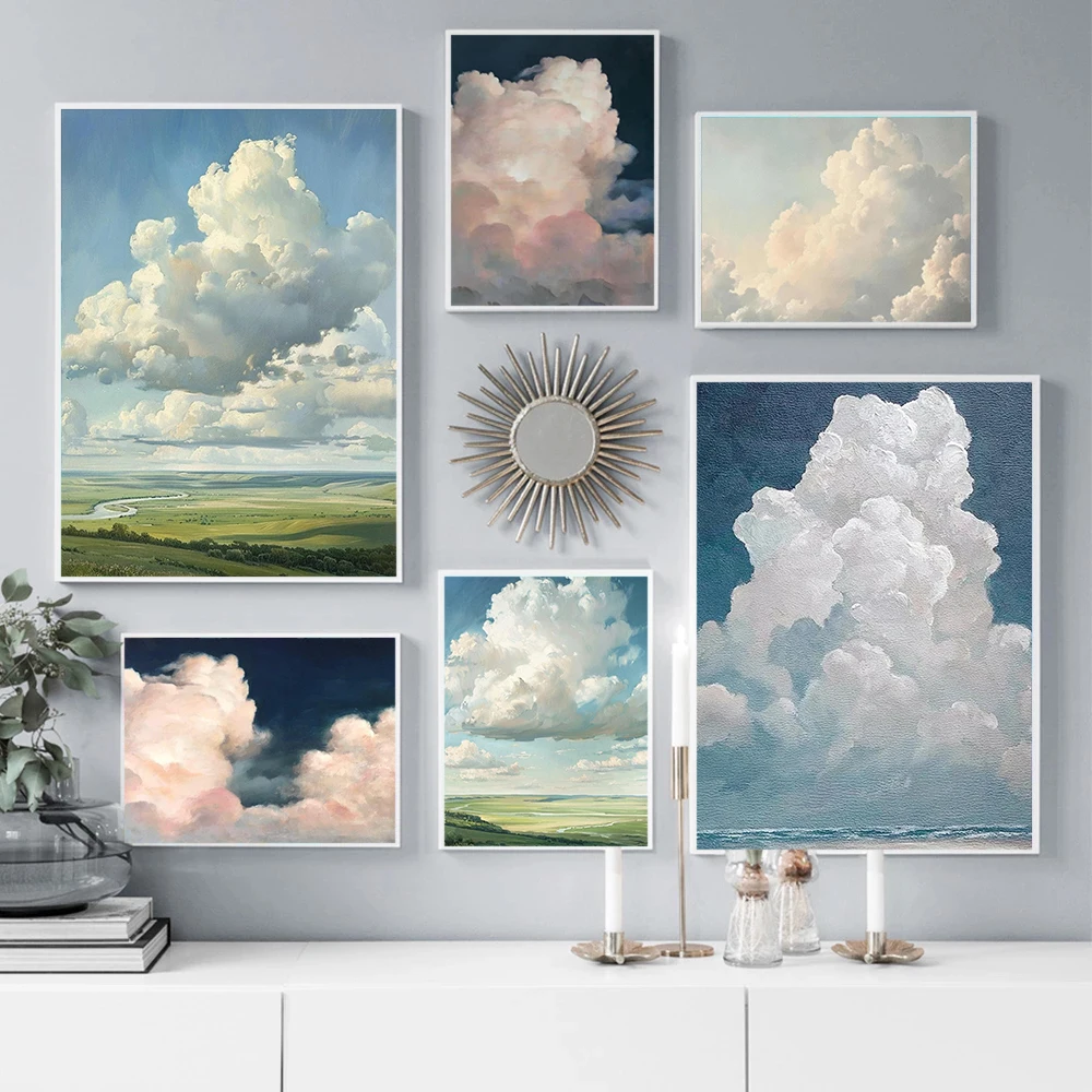 Home Decor Essentials - Poster artistico astratto minimalista con nuvole