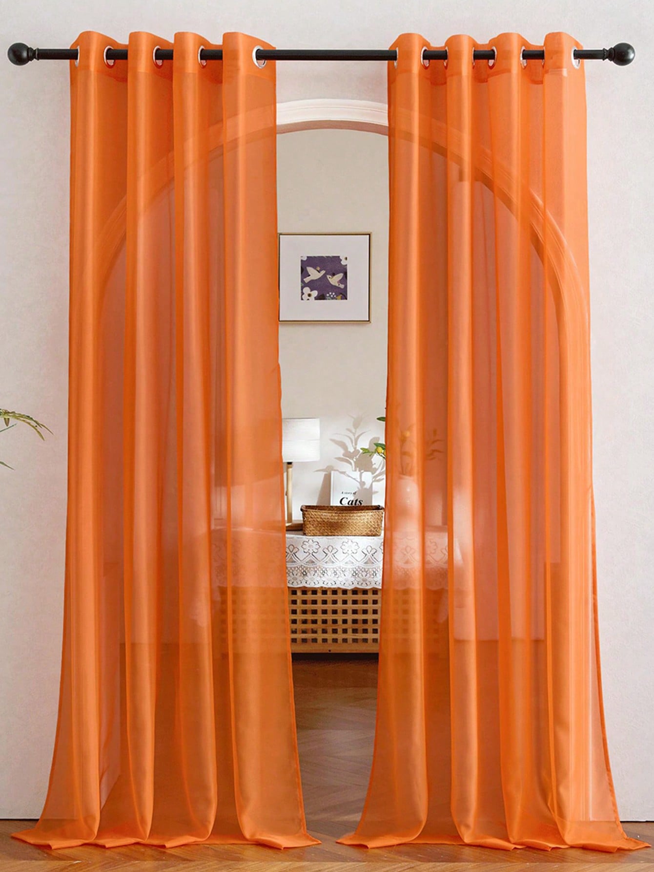 Home Decor Orange - 1 pz Elegante Tenda in Organza